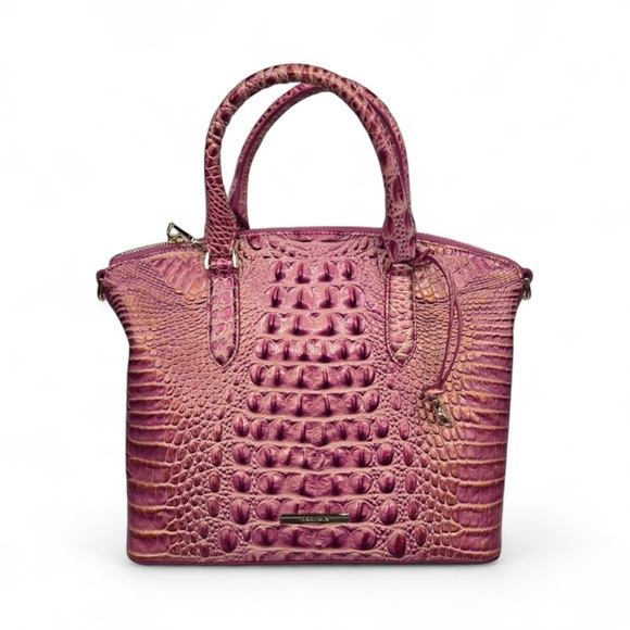 Brahmin Pink Croc-Embossed Bag Duxbury Satchel medium - Picture 1 of 16